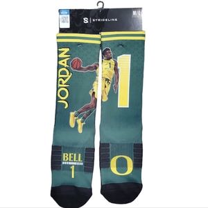 New With Tags! Collectible Strideline Oregon Ducks Jordan Bell Socks Size M/L